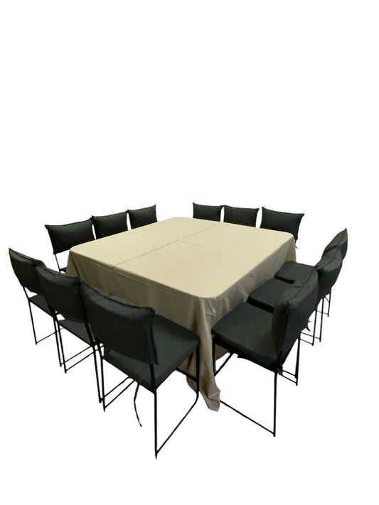 Mesa Cuadrada Mantel Beige (12 pax)