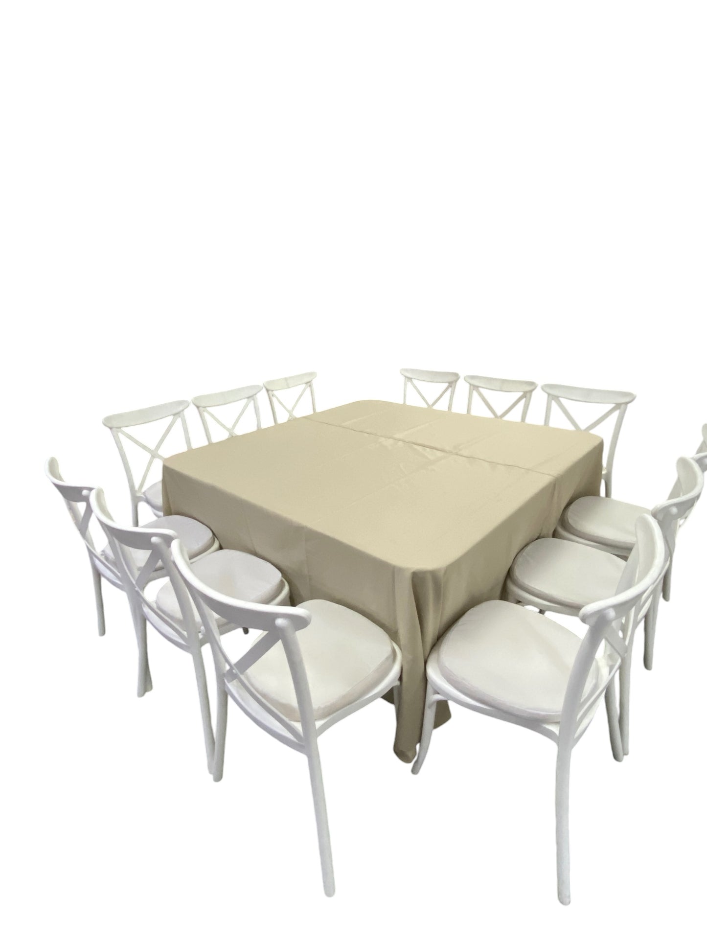 Mesa Cuadrada Mantel Beige (12 pax)
