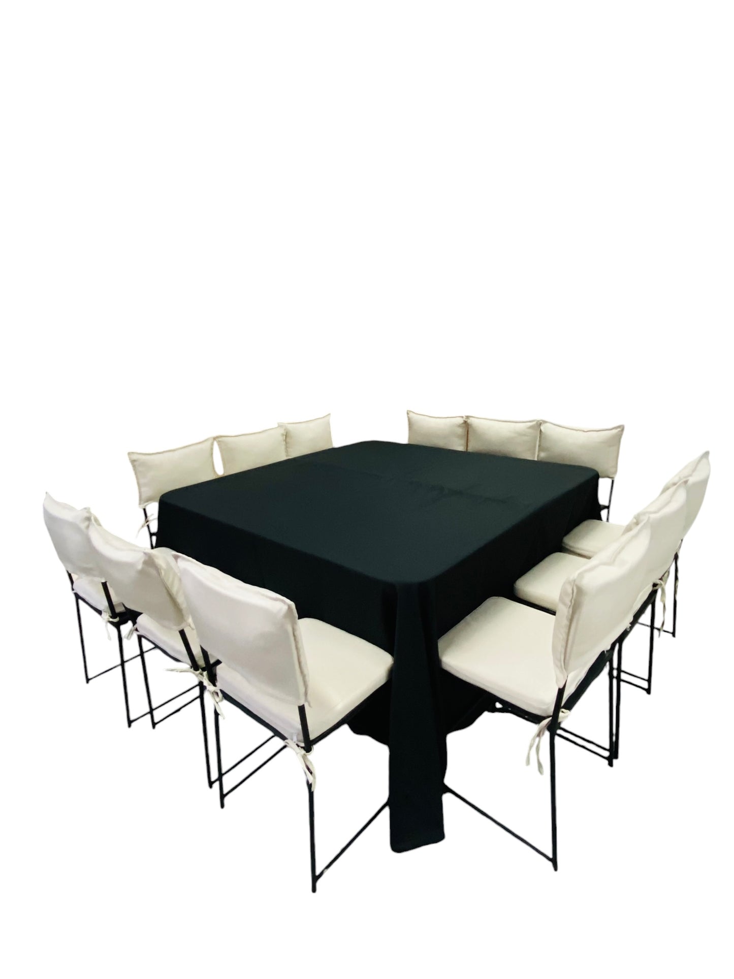 Mesa Cuadrada Mantel Negro (12 pax)