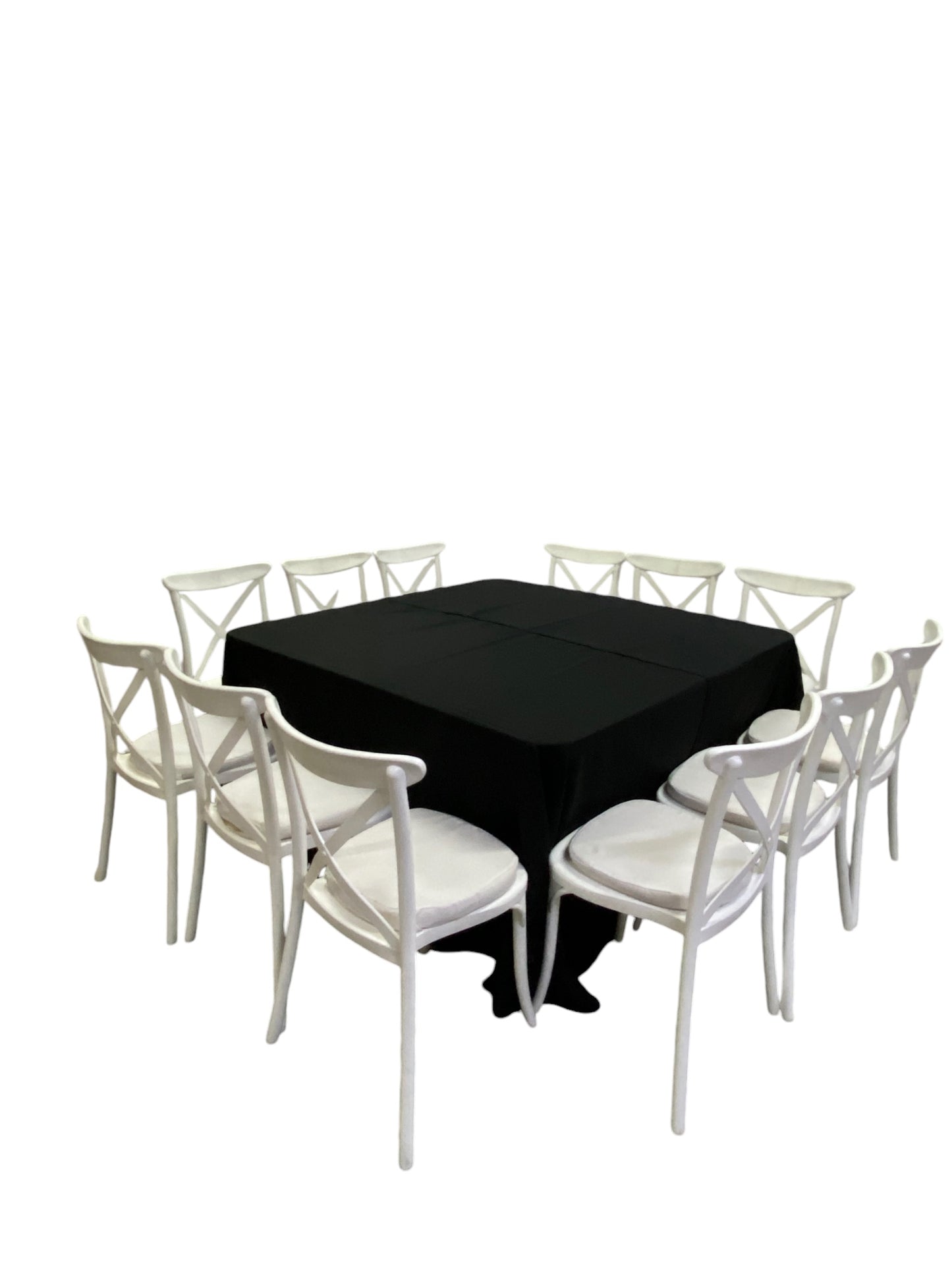 Mesa Cuadrada Mantel Negro (12 pax)