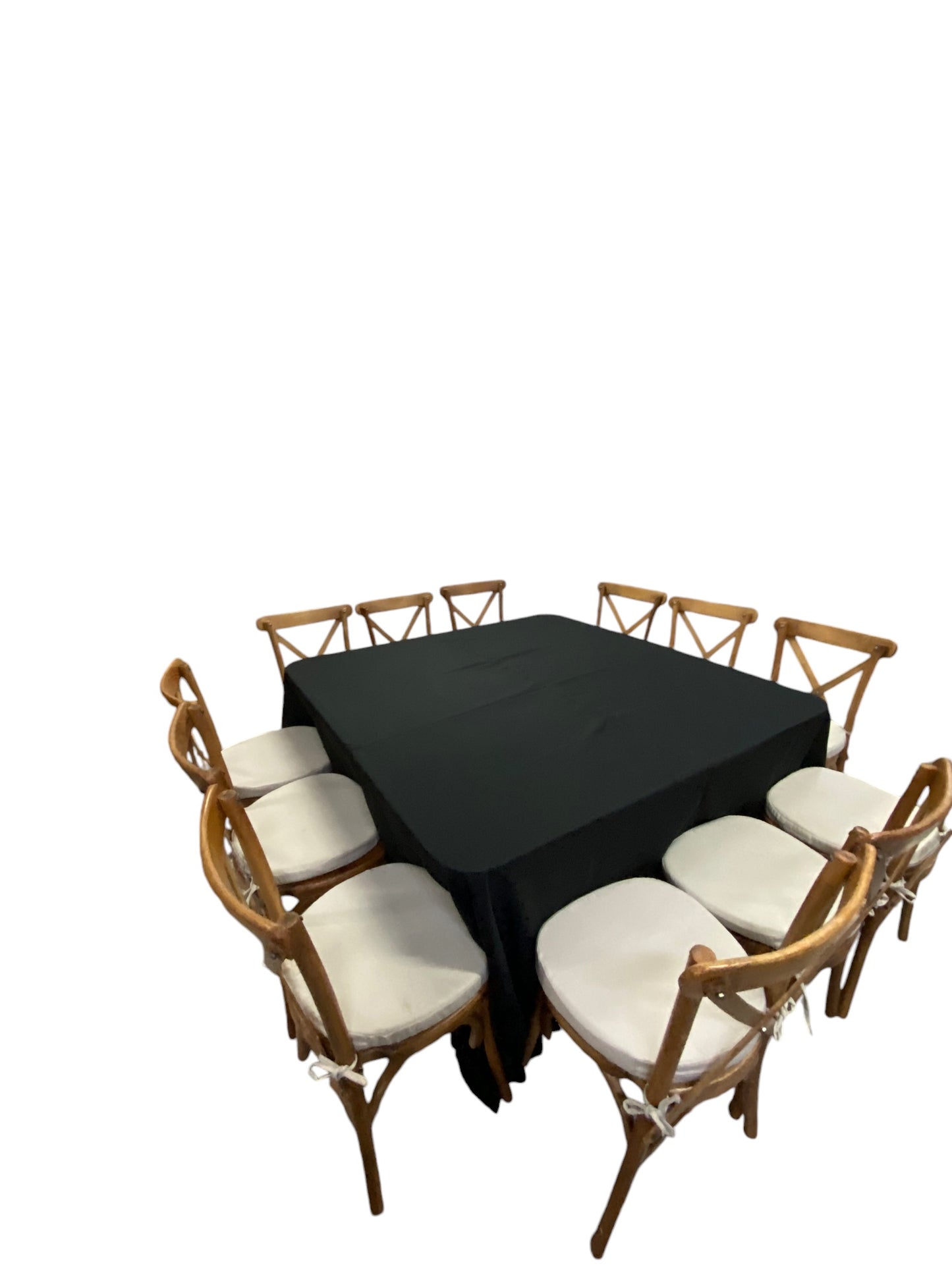 Mesa Cuadrada Mantel Negro (12 pax)