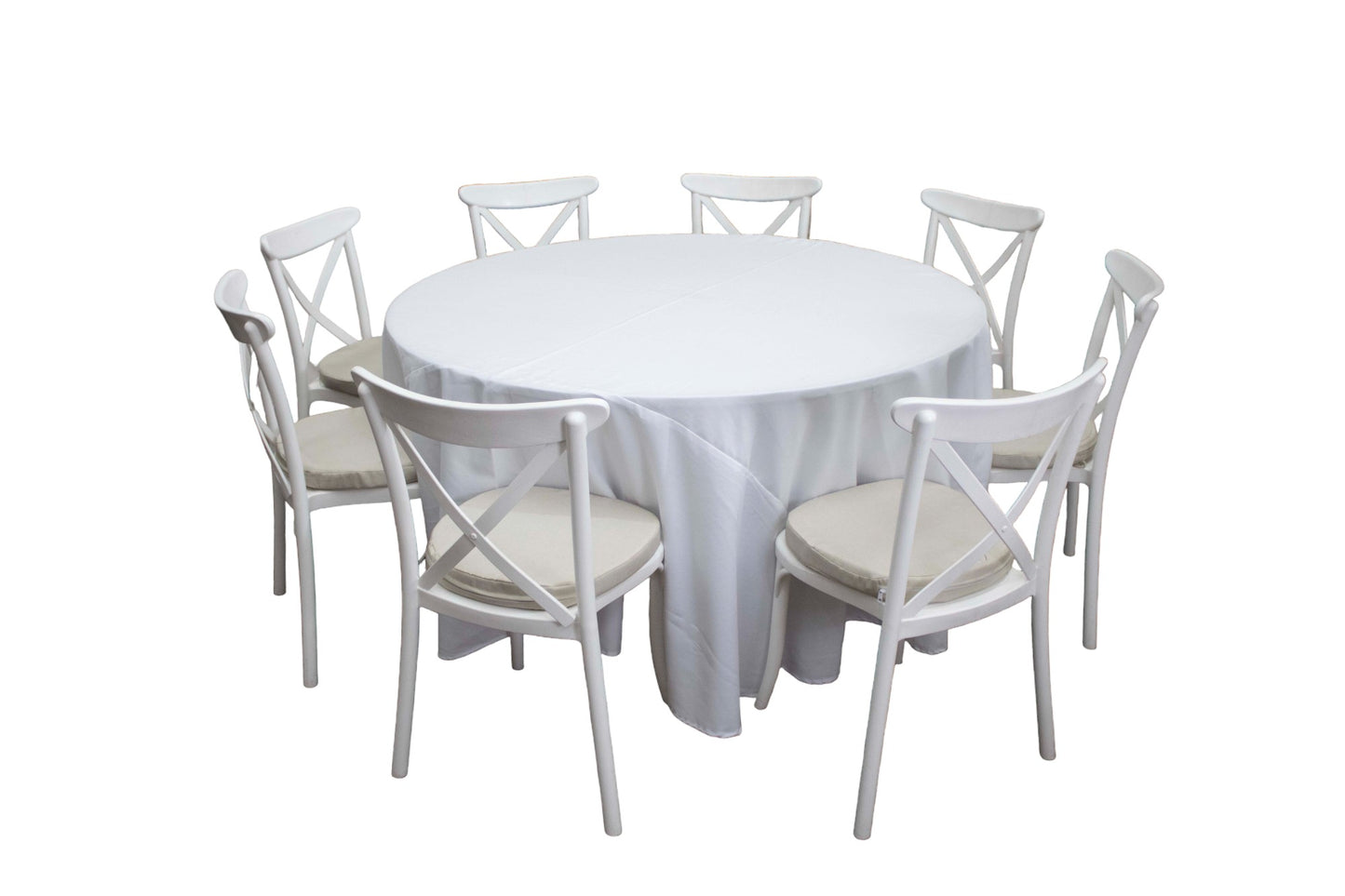 Mesa Redonda Mantel Blanco (8 pax)