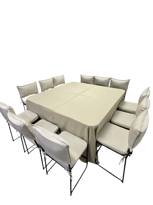 Mesa Cuadrada Mantel Beige (12 pax)