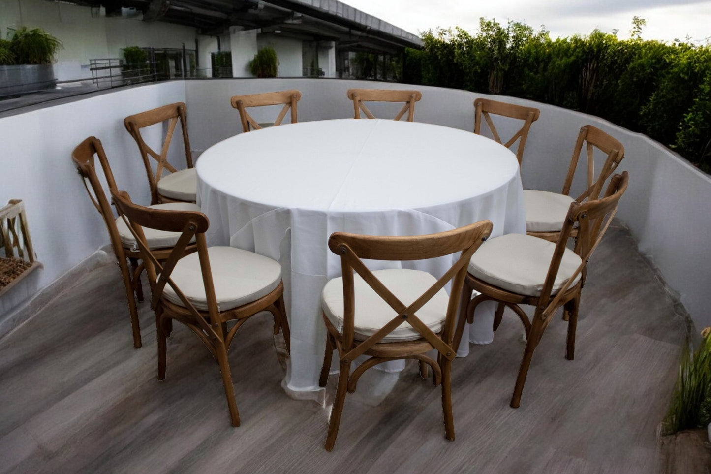 Mesa Redonda Mantel Blanco (8 pax)